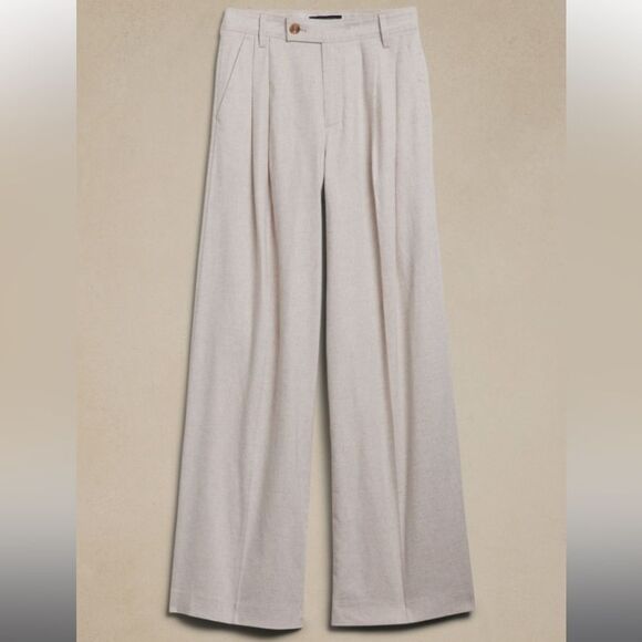 BANANA REPUBLIC Linen-Blend Wide-Leg Pleated Pant, Black, Size 6 NWT $100 - Picture 4 of 6